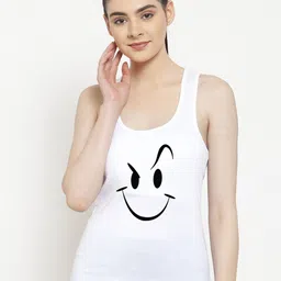 Friskers Women Pack Of 2 White & Red Smily RawPrinted Tank Tops image 3