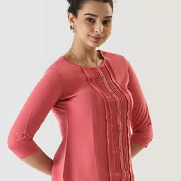Prettify Pink Pleated Crepe Top image 2