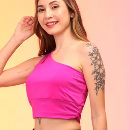 Globus Pink One Shoulder Crop Top image 3
