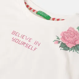 United Colors of Benetton Girls Floral Printed Ruched Cotton Top image 4