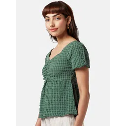 Honey by Pantaloons Sweetheart Neck Self Design Top image 3