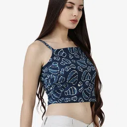 Popwings Ethnic Printed Shoulder Straps Pure Cotton Fitted Crop Top image 3