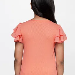 AND Girls Round Neck Flutter Sleeves Top image 4