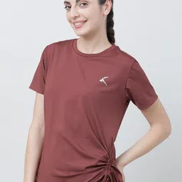 Lovable Sport Round Neck Short Sleeves Ruched Top image 2