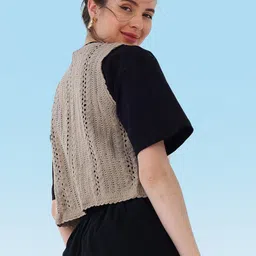 Boho By Athena V-Neck Cotton Crochet Jacket image 5