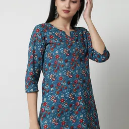 JANAKDULARI CREATION Floral Print Roll-Up Sleeves Cotton Top image 4