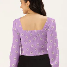 DressBerry Women Lavender Floral Print Crop Top image 5