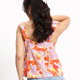 DressBerry Flower Fantasy Ruffle Ramble Tie-Up Top image 4