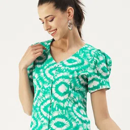 DressBerry Tie and Dye Dyed Puff Sleeves Cotton Regular Top image 2