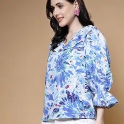 plusS Abstract Printed Bell Sleeve Regular Top image 3