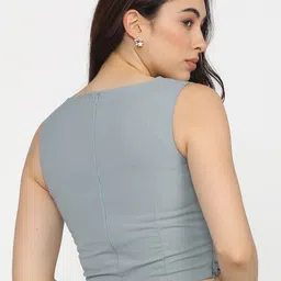 Tokyo Talkies Blue Fitted Crop Top image 4