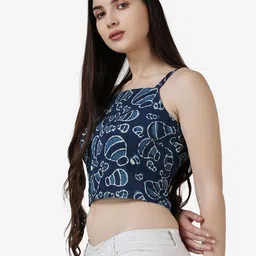 Popwings Ethnic Printed Shoulder Straps Pure Cotton Fitted Crop Top image 4