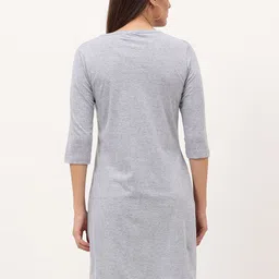 Fleximaa Pack of 2 Navy Blue & Grey Melange Print Maxi Cotton Longline Tops image 5