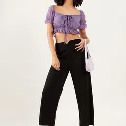 Athena Sweetheart Neck Puff Sleeve Gathered Cinched Waist Crop Top image 5