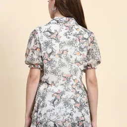 BAESD Floral Printed Lapel Collar Georgette Top image 5