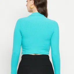 Madame High Neck Long Sleeves Fitted Crop Top image 4