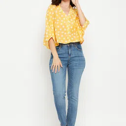 Fashfun Polka Dot Print Extended Sleeves Shirt Style Top image 5