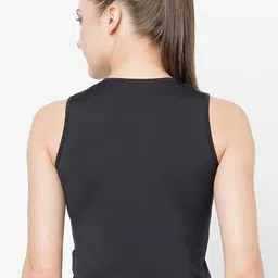 laasa  sports LAASA SPORTS Typography Printed Sleeveless Crop Tank Top image 3