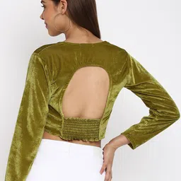 Mayra Olive Green Velvet Crop Top image 5
