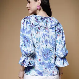 plusS Abstract Printed Bell Sleeve Regular Top image 2