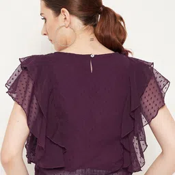 Bitterlime Purple Ruffles Georgette Top image 5