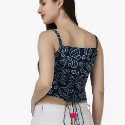 Popwings Ethnic Printed Shoulder Straps Pure Cotton Fitted Crop Top image 5