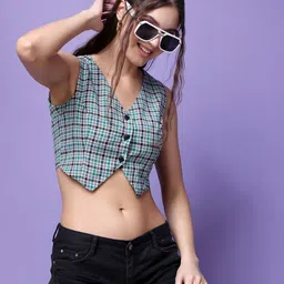 Popwings Checked Cotton Crop Top image 5
