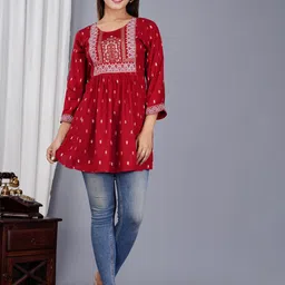 SkyaSia Ethnic Motifs Printed Empire Kurti image 2