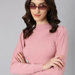 SHOWOFF Self Design Long Puff Sleeves Top-picture-20