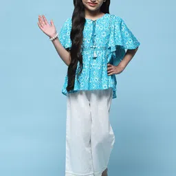 Biba Printed Round Neck Flared Sleeve Top image 2