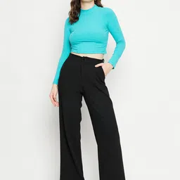Madame High Neck Long Sleeves Fitted Crop Top image 3