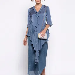 LELA Blue Maxi Longline Top image 3