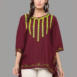 SAAKAA Women Maroon Kaftan Top image 1
