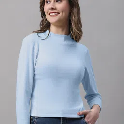 FBAR Pack Of 2 Ribbed High Neck Cotton Fitted Crop Tops image 2