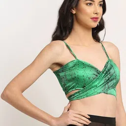 aoba EROTISSCH Women Green & Black Printed Beachwear Top image 2