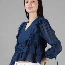 Amagyaa Striped Ruffles Top image 4