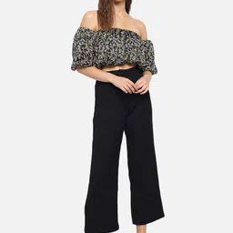 Trend Arrest Women Black Print Off-Shoulder Bardot Top image 5