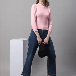FBAR Pack Of 2 Ribbed High Neck Cotton Fitted Crop Tops image 5