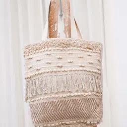 Ariana Geometric Textured Structured Cotton Crochet Tote Bag-picture-11