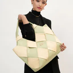 KLEIO Colourblocked PU Oversized Shopper Tote Bag-picture-34