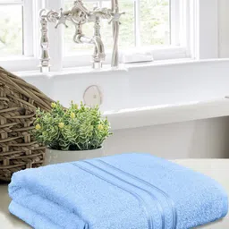 Home Fresh Blue Solid Pure Cotton 400 GSM Home Essential Bath Towel-image-53