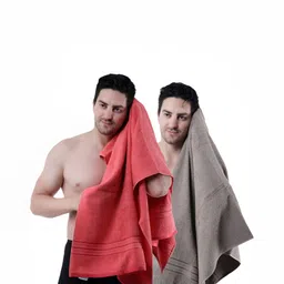 Dollar Socks Brown & Pink 2 Pieces Cotton 600 GSM Bath Towels-picture-12