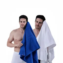 Dollar Socks Blue & White 2 Pieces Cotton 600 GSM Bath Towels-picture-37