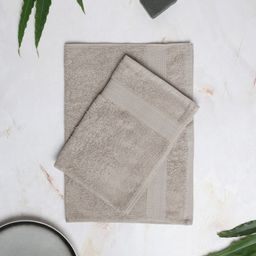 SPACES Set Of 2 Grey Solid Pure Cotton  Hand Towels-picture-32