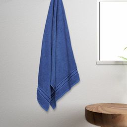 SPACES Blue Solid Pure Cotton 400 GSM Ultra Absorbency Bath Towels-picture-5