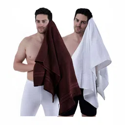 Dollar Socks Brown & White 2 Pieces Cotton 600 GSM Bath Towel-picture-38