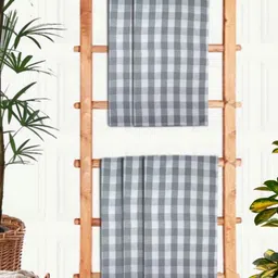 Athom Living Grey & White 5 Pieces Printed Cotton 210 GSM Bath Towels-image-67