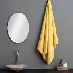 DDecor Yellow Solid 500 GSM Cotton Bath Towel-image-99