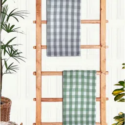 Athom Living Green & Grey 2Pieces Printed Cotton 210 GSM Bath Towels-image-98