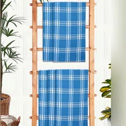 Athom Living Blue & White 5 Pieces Printed Cotton 210 GSM Bath Towels-image-95